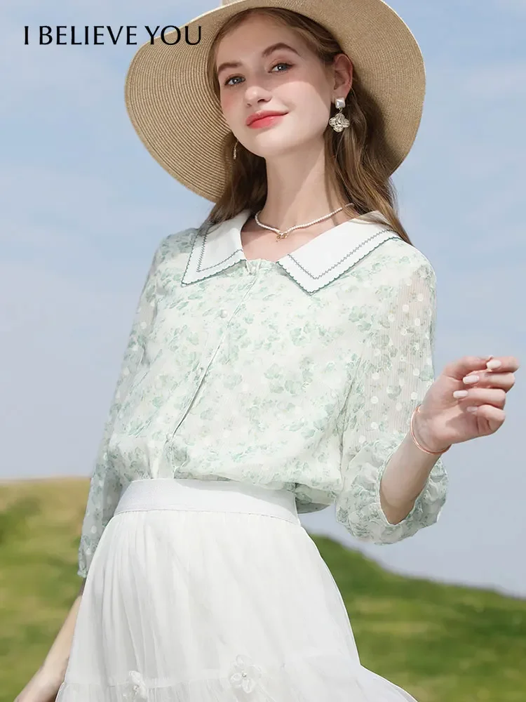 

I BELIEVE YOU Womens Tops 2023 Spring Women Clothing French Elegant Embroidery Shirt Chiffon Female Shirts & Blouses 2231054909