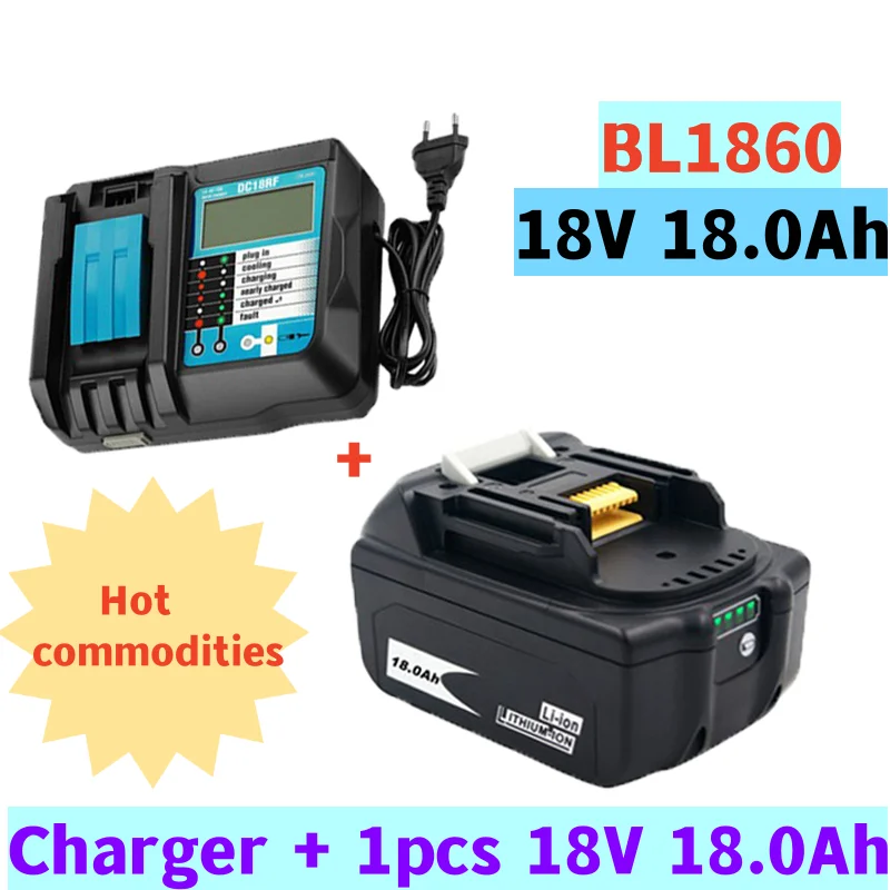 BL1860 Rechargeable Battery 18V 18000mAh Lithium ion for Makita 18v Battery  BL1840 BL1850 BL1830 BL1860B BL1850 BLXT 400+charger - AliExpress
