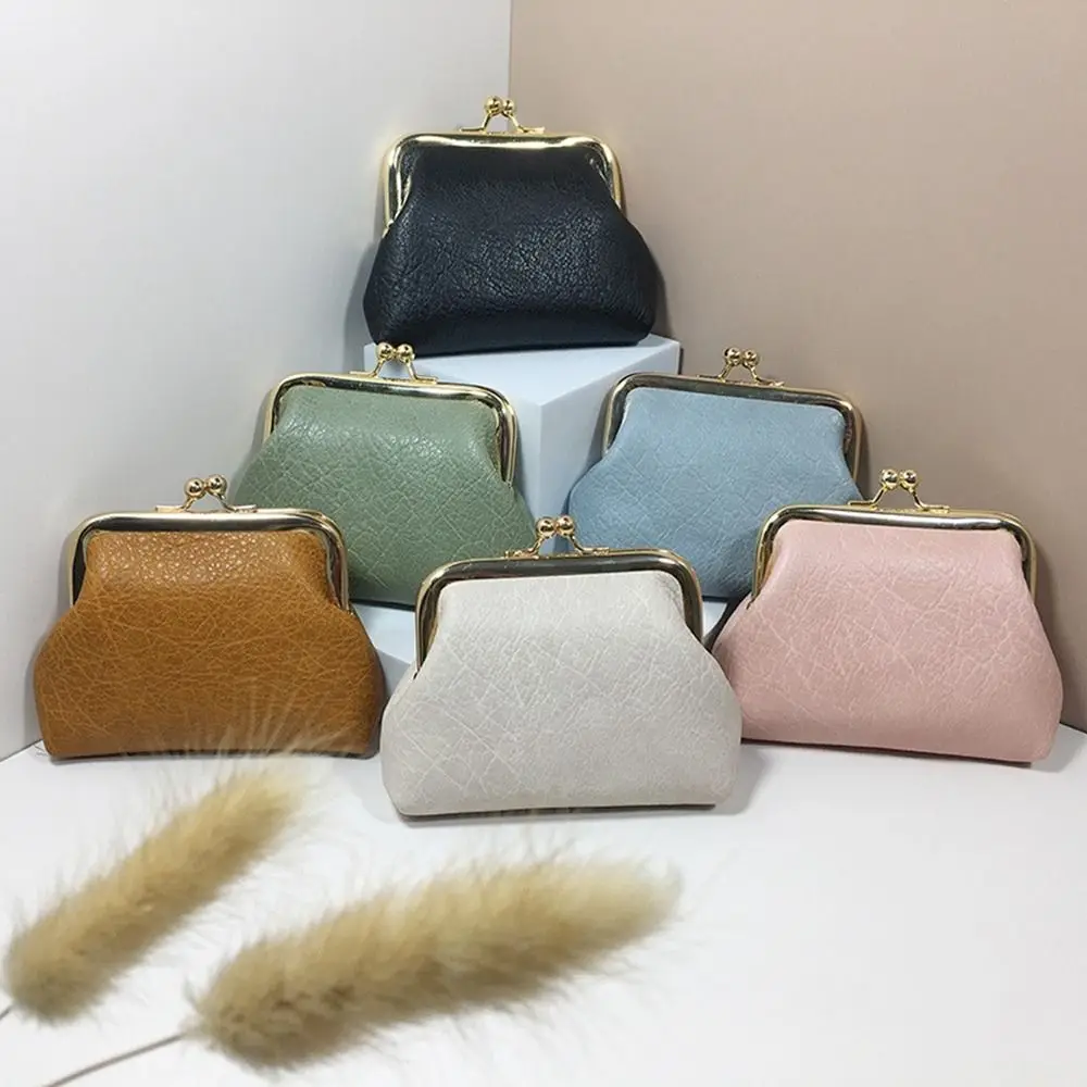 

New Vintage Leather Hasp Coin Purse Wallet Iron Clip Coin Bag Small Item Storage Bag Girls Mini Cosmetics Lipstick Bag