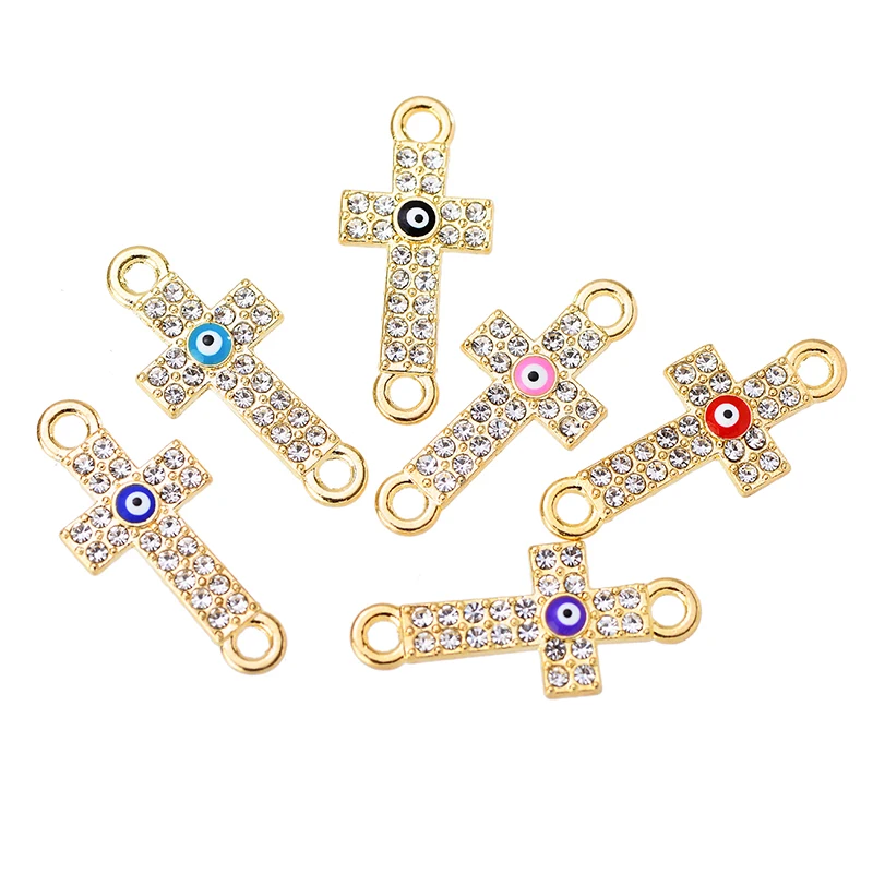 

10Pcs Devil's Eye Enameled Cross Jewelry Connector Charm for Women's Bracelet Earrings DIY Jewelry Making Supplies Accessories