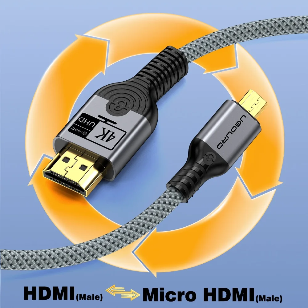 Premium UGOURD 4K Ultra HD Micro HDMI to HDMI Braided Cable with HDR Support