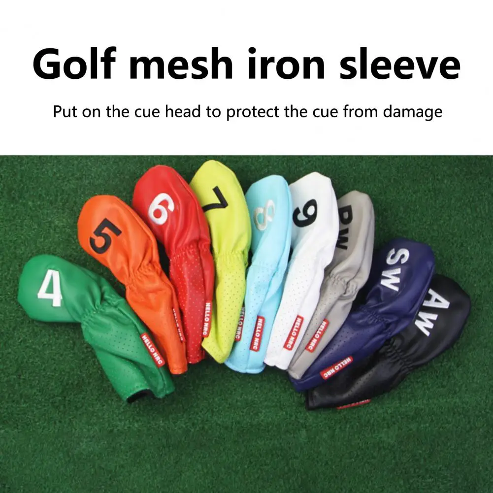 9Pcs/Set Golf Club Covers Mesh Design Thick Plush Dustproof Prevent Damage Waterproof Durable Golfs Iron Headcovers Supplies