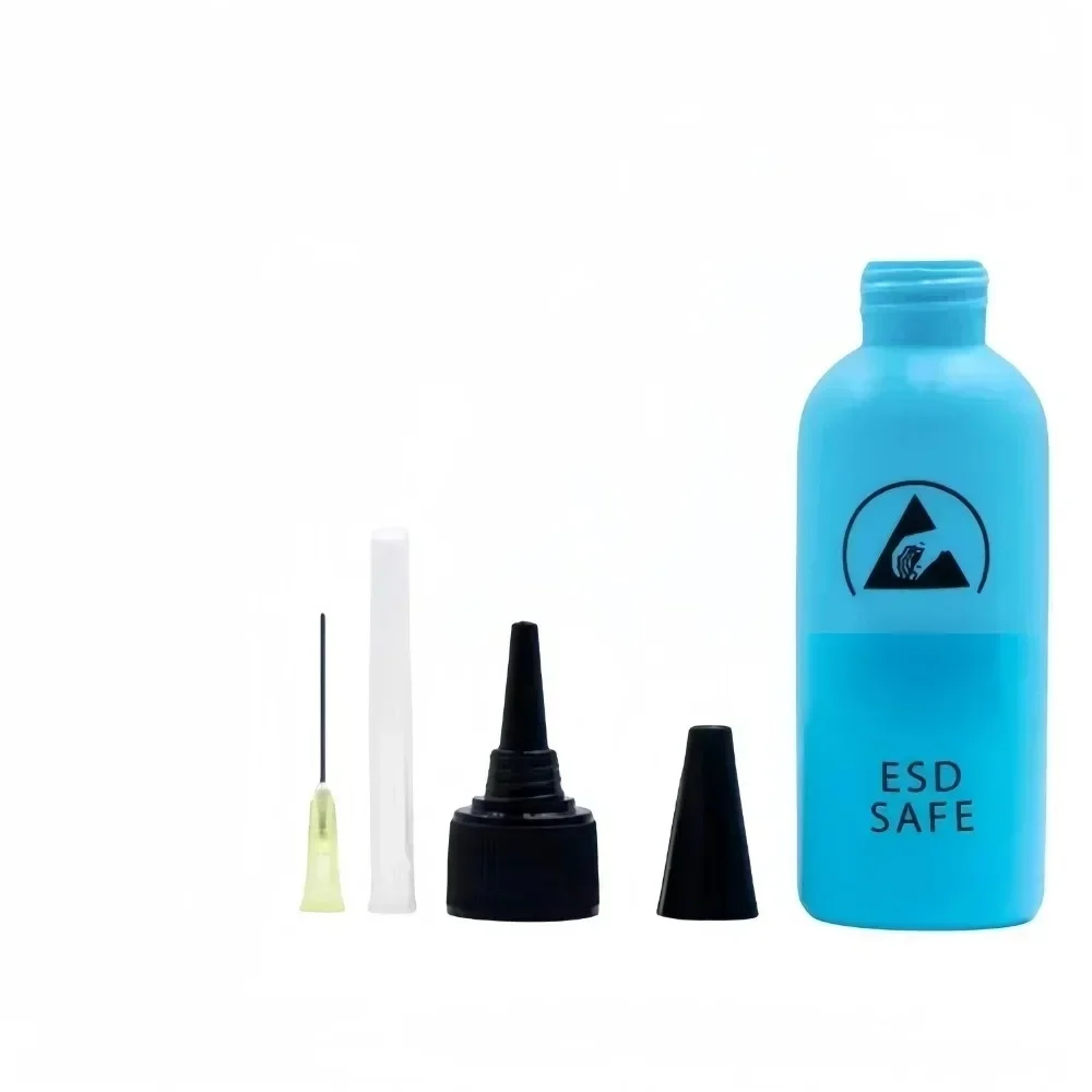 60ml Plastic Liquid Alcohol Bottle Rosin Solvent Anti-static Adhesive Bottle with Dispensing Needle for Glue DIY Repair Tool