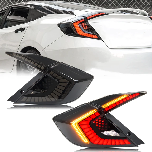 LED Tail Lights For Honda Civic Sedan 10Th Gen 2016-2021 DRL Start Up Animation Rear Lamp Assembly (Not for hatchback & Coupe)