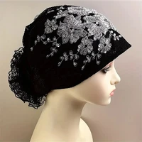 Fashion Women Headband Hat Pleated Turban Hat Beanie Hat For Ladies Retro Style Big Flowers Hat Baotou Cap Party Accessories 1