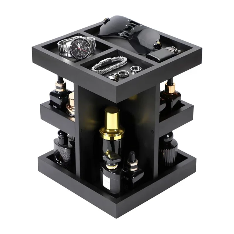 Hot Trend-For Men's Cologne Organizer 3 Tier Large Capacity Wood Perfume Gift 1