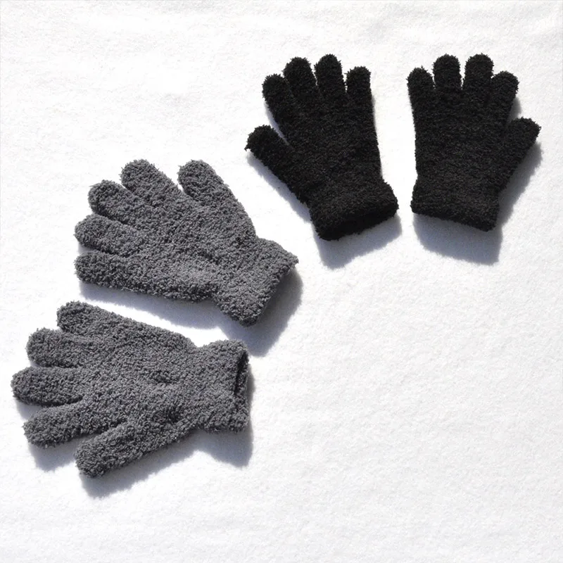 Lamb Fleece Children Gloves Winter Thick Kids Plush Glove 5-11year Girl Boy Hand Warmer Solid Color Baby Five Fingers Mittens 장갑 6