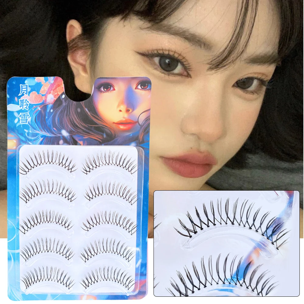 

5 Pairs 3D V Shaped False Eyelashes Korean Natural Transparent Stem Lashes Artificial Eyelash Extension Handmade Makeup Tool