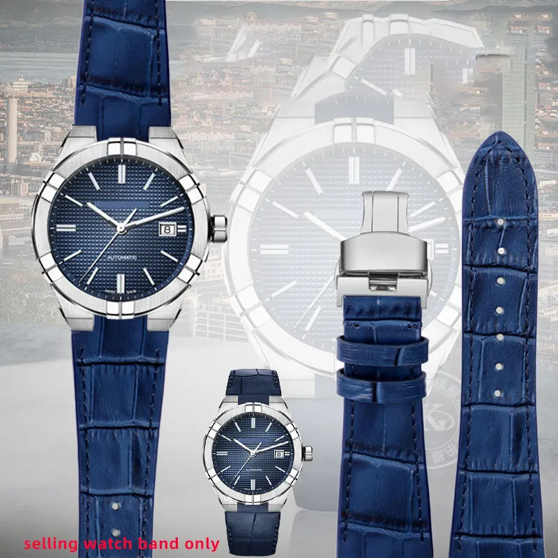 

25*13mm Leather watch band with convex mouth for Maurice Lacroix AI6008 AI6038 AI6058 series business strap wristband bracelet