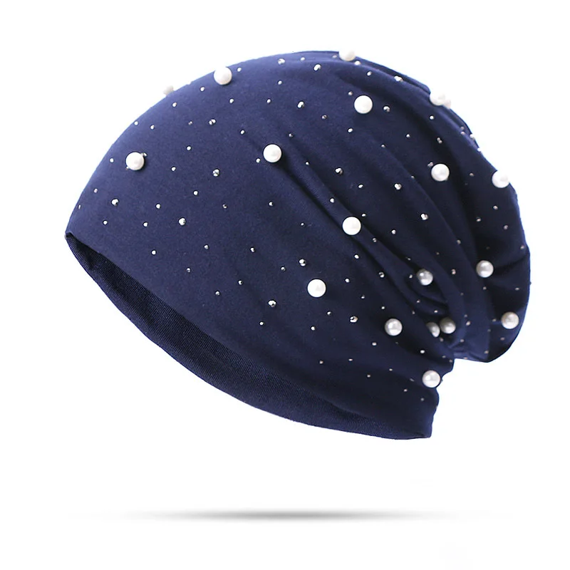Auumn Winer lämmin pussimainen löysä pipo naiselle, Rhinesone Pearl Pearl -sohva, muokattavat pääkallohatut Casual turban Bonne_voghion.com