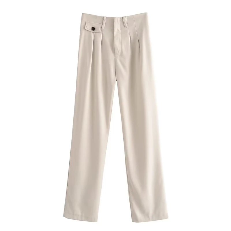 

Summer New Fashion All-match Straight Casual Pants High Waist slim Wrinkled Trousers Suit Pants Women's Clothing
