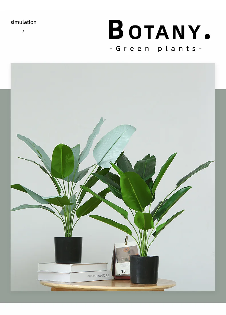 Hojas de plátano artificiales de plástico para decoración, plantas  artificiales en maceta para boda, jardín interior, balcón, sin maceta -  AliExpress