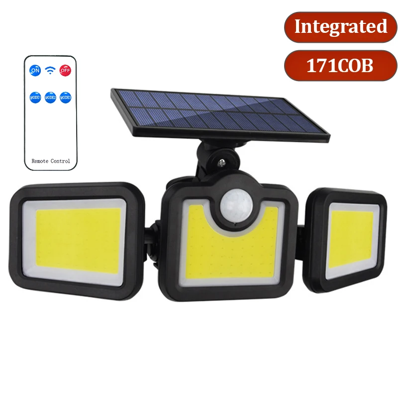 Solar Light Outdoor Adjustable Head Motion Sensor Waterproof Solar Wall Lamp Super Bright Wide angle lighting122LED 171COB 3Mods solar panel lights Solar Lamps