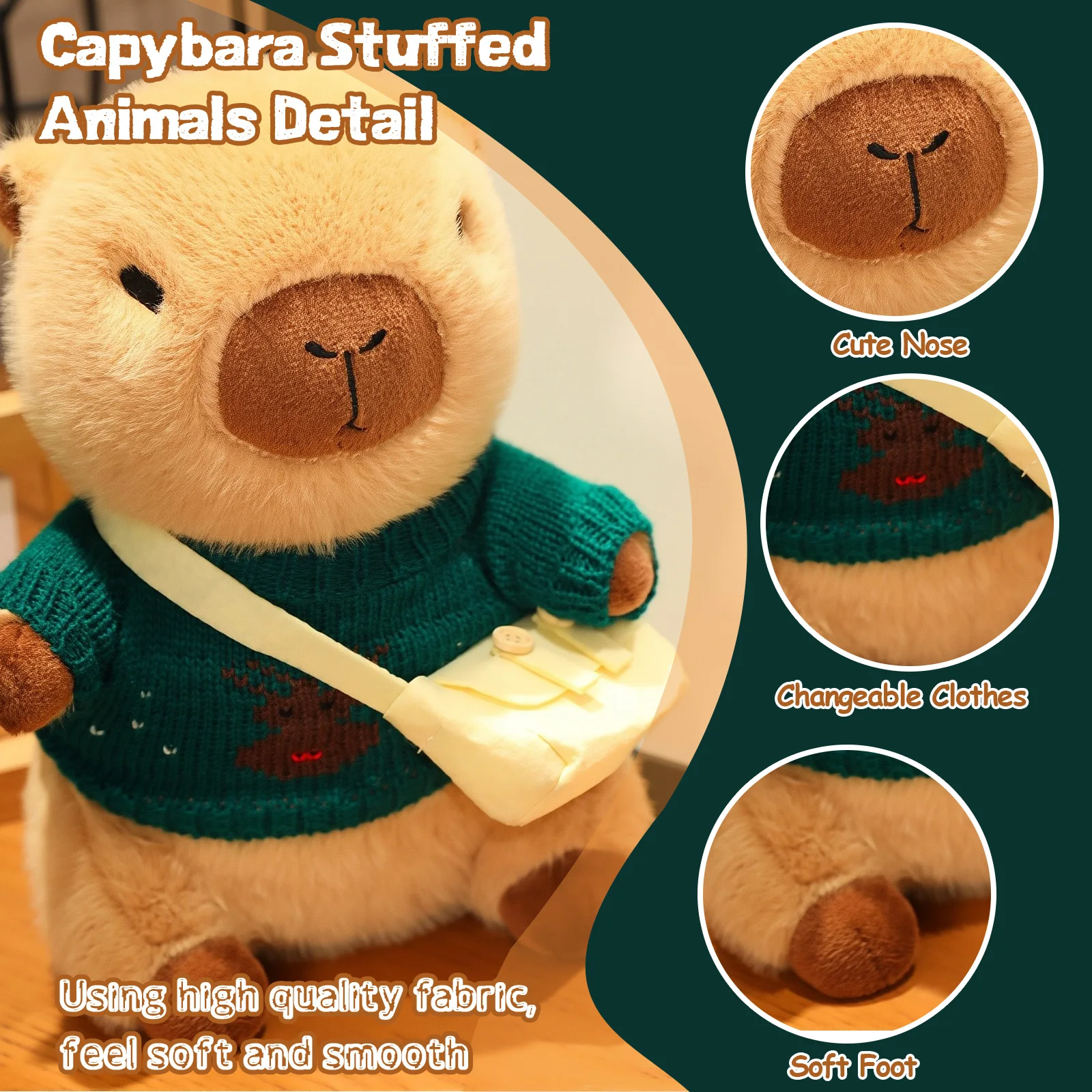 Capybara Plush Toys with Clothes Fashion Sweater DIY Capybara Doll Clothes Cartoon Accessories Dress-Up Soft Stuffed Animal Doll