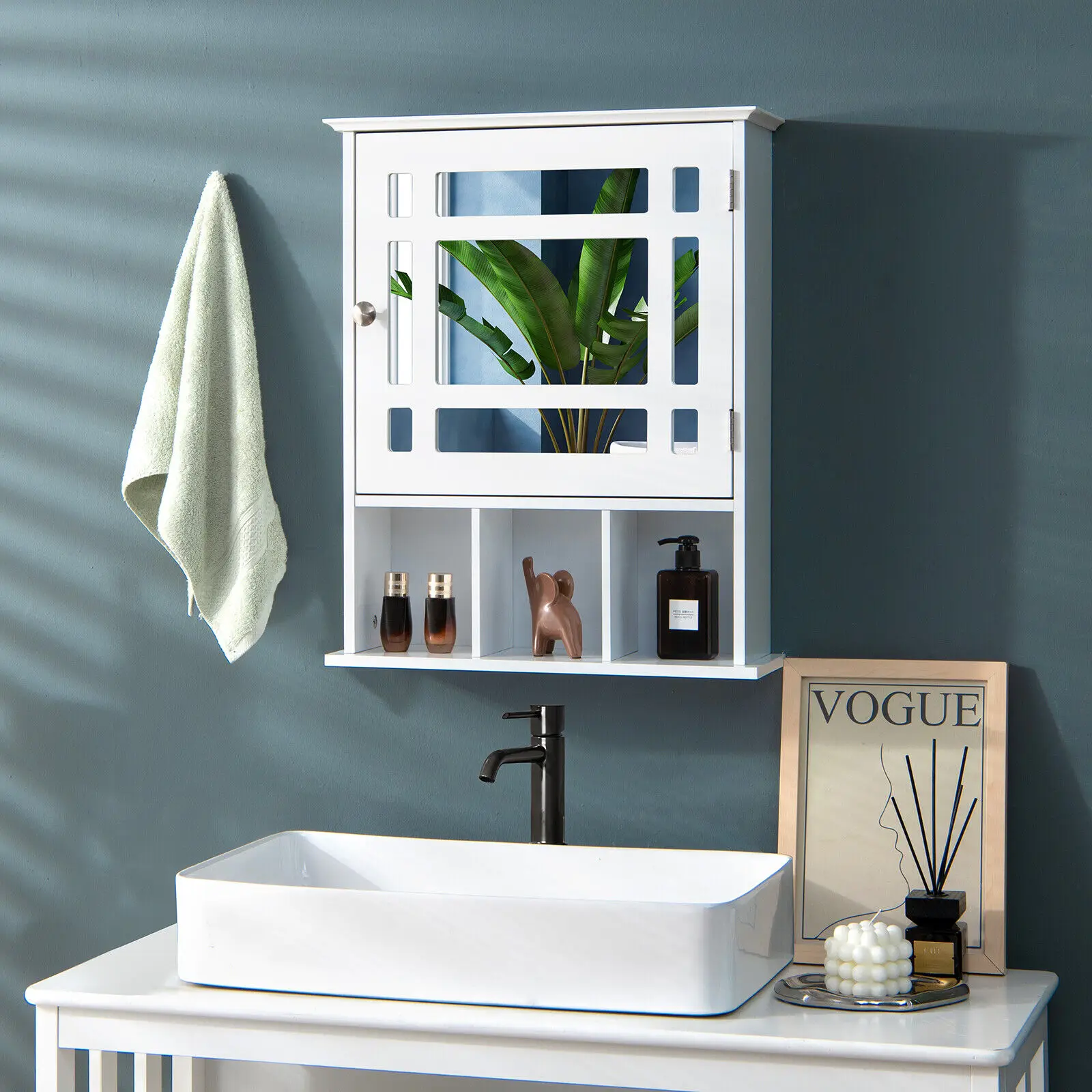 Wall Mounted and Mirrored Bathroom Cabinet - Costway