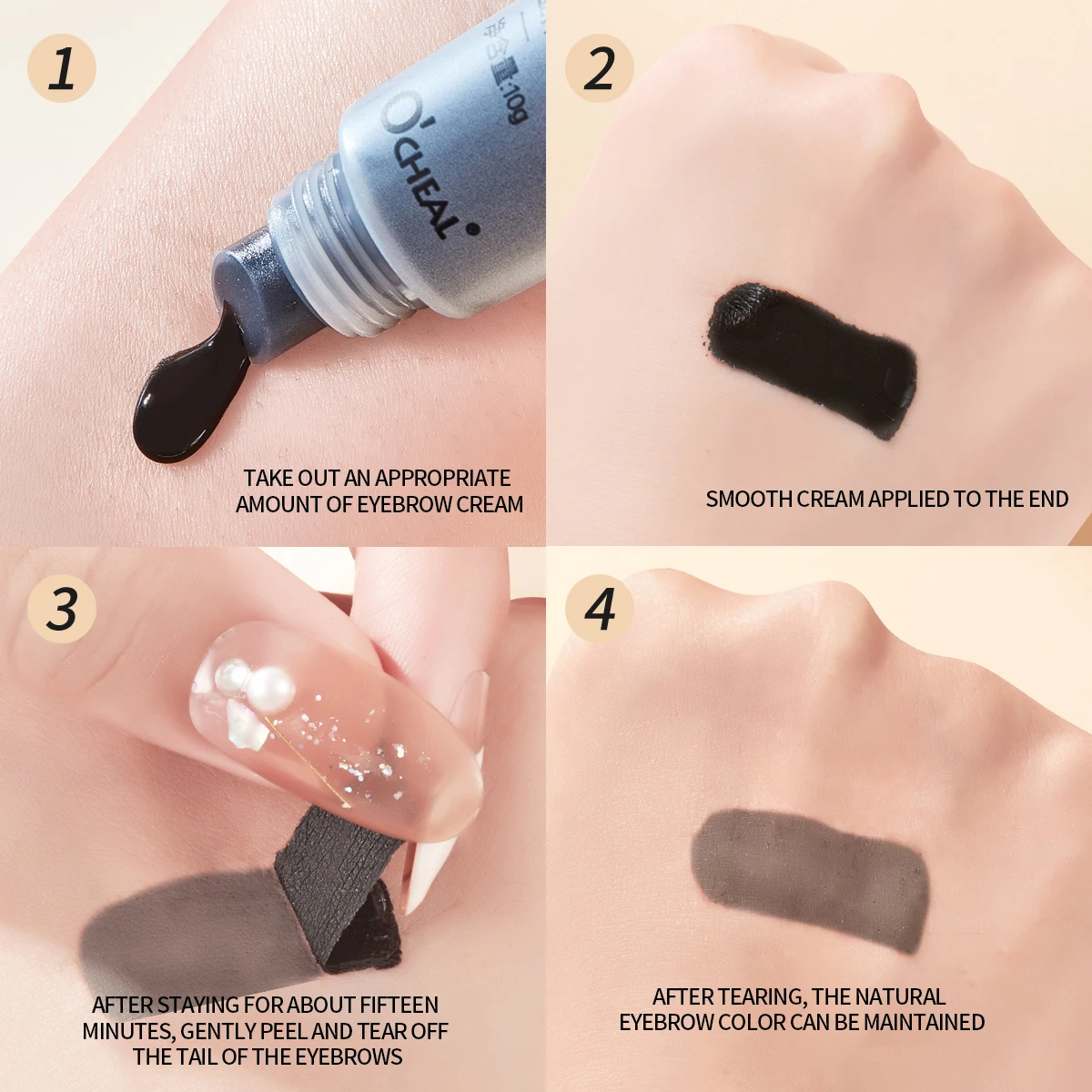 OCHEAL Eyebrow Gel Peel Off Natural Tinting Tattoo Waterproof Long Lasting Eye Cream Coloring Eyebrow Glue Quick Dry Brow Makeup 2