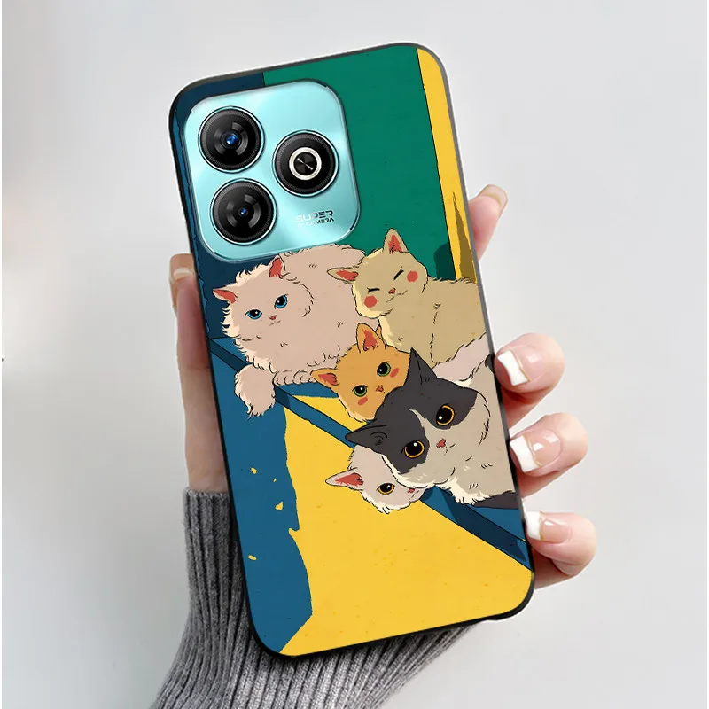 Aesthetic Cute Cat Black Shockproof Silicone Back Cover