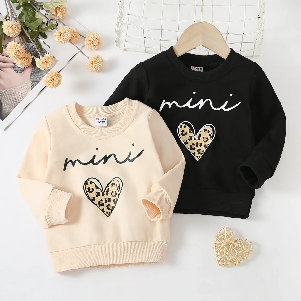Girl sweatshirt Kids sweatshirt Baby girl clothes PatPat Baby Boy/Girl Letters & Heart Print Long-sleeve Sweatshirt Soft Comfortable Outings Daily Wear Basic Style