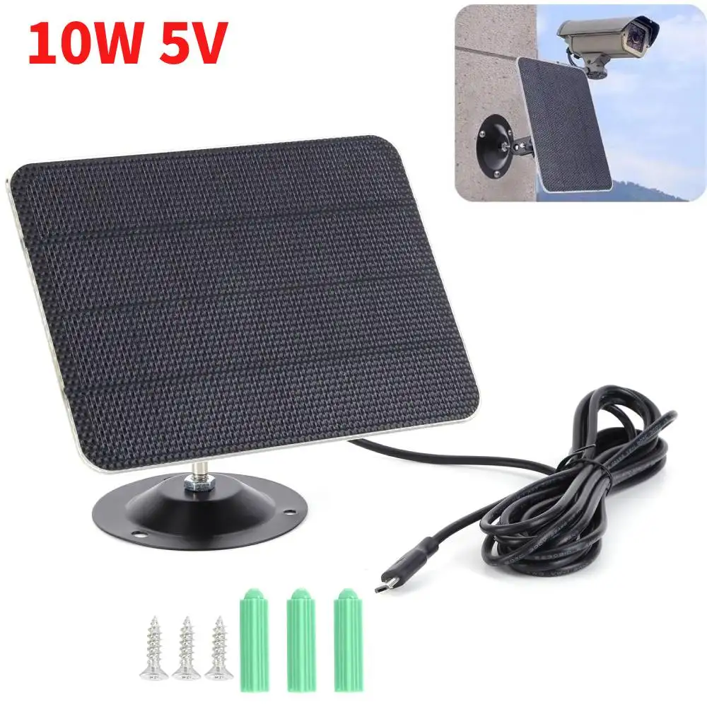 5V 10W Portable Solar Panel Charger For Camera Security Wireless Doorbell