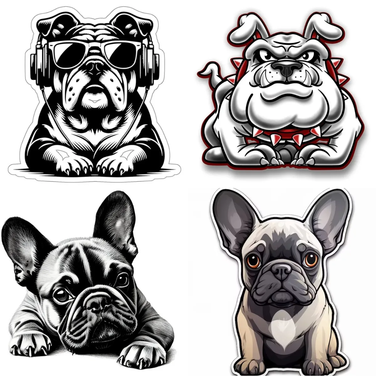 

English Bulldog with Sunglasses Headphones Sticker Motorcycle Off-road Laptop Helmet Trunk Accessories Deacl Racing Decoration