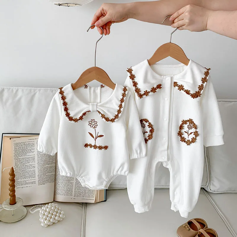 

Autumn Fashion Toddler Baby Girls Romper Infant Cute Embroidery Floral Jumpsuit Outwear