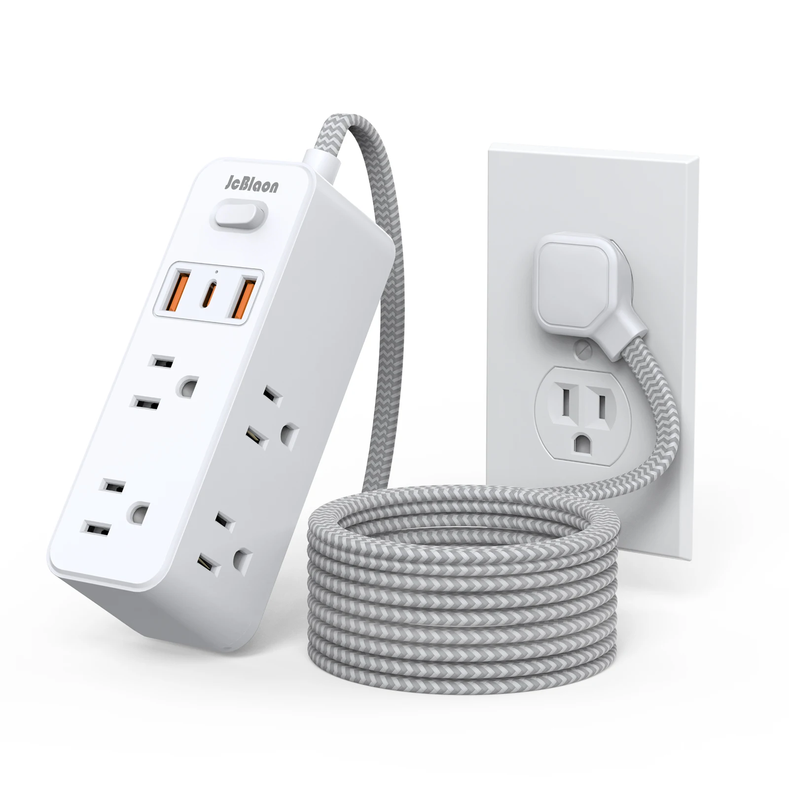 US-Plug-Multitap-Power-Strip-AC-Outlet-1-5m-Braided-Cable-Electrical ...