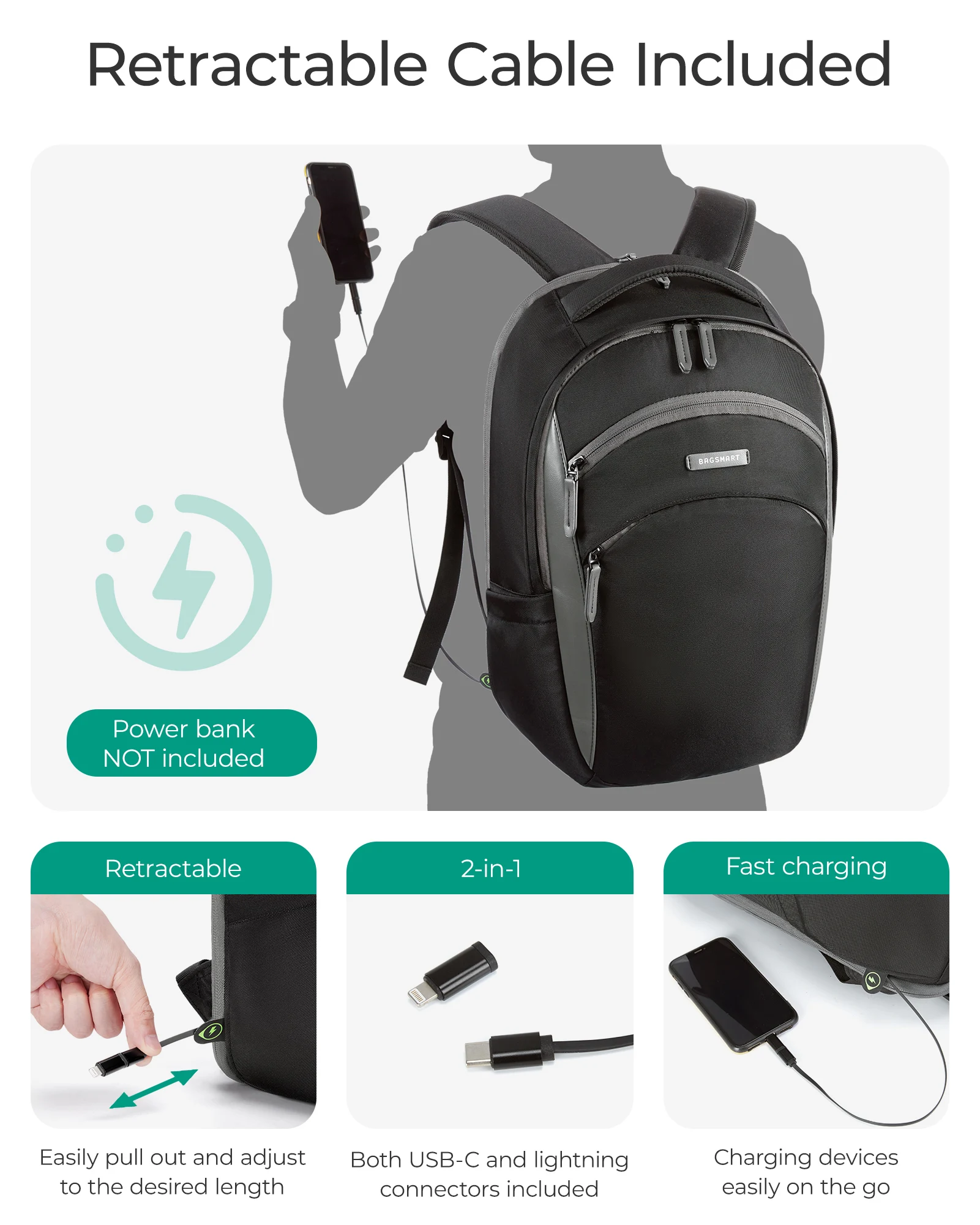 bagsmart laptop backpack for men 17.3 inch business backpack large capacity college computer backpack BAGSMART Laptop Backpack for Men 17.3 Inch Business Backpack Large Capacity College Computer Backpack 3