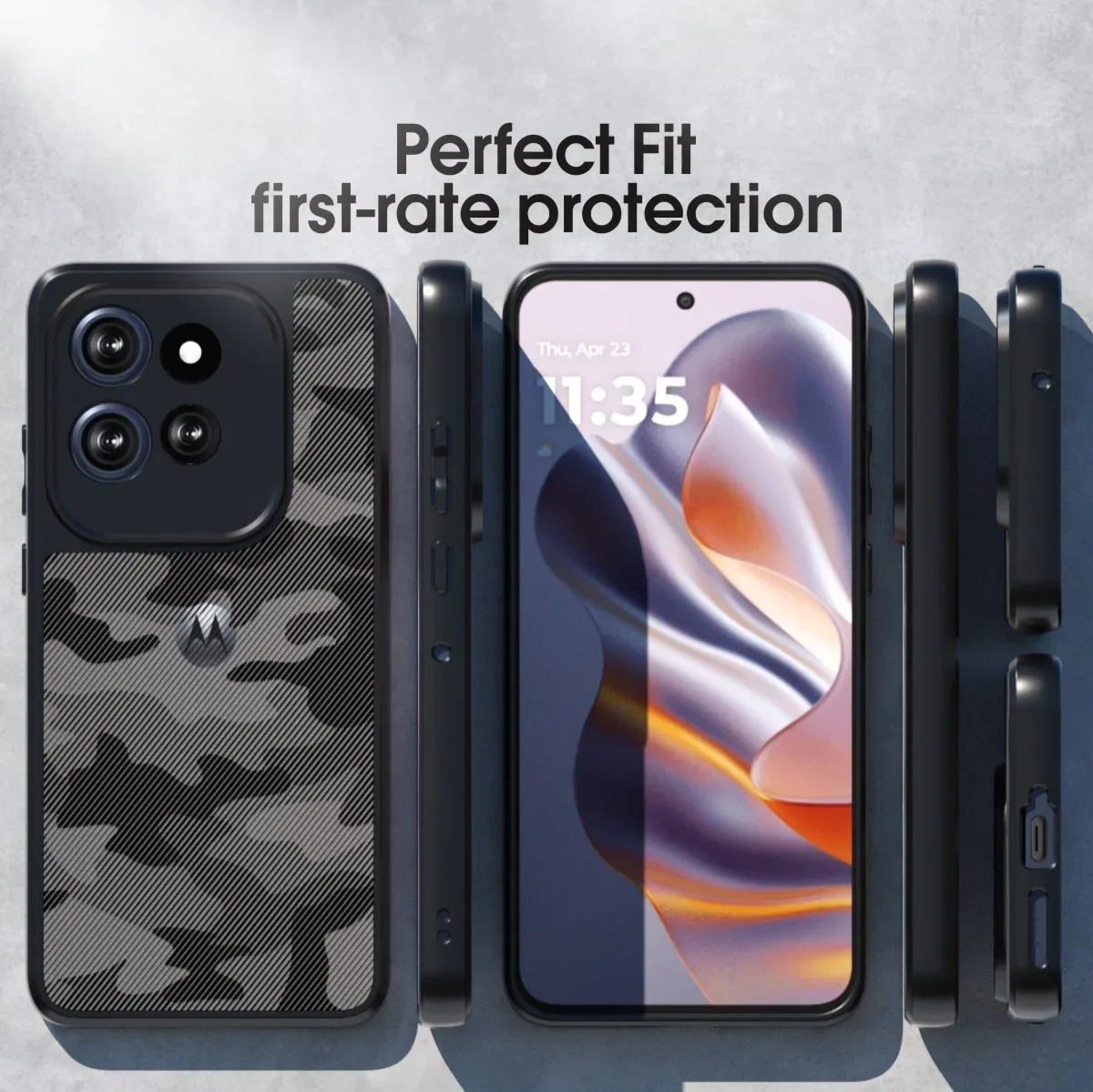 Ultra-Sleek Black Camo Protective Case with Raised Edges