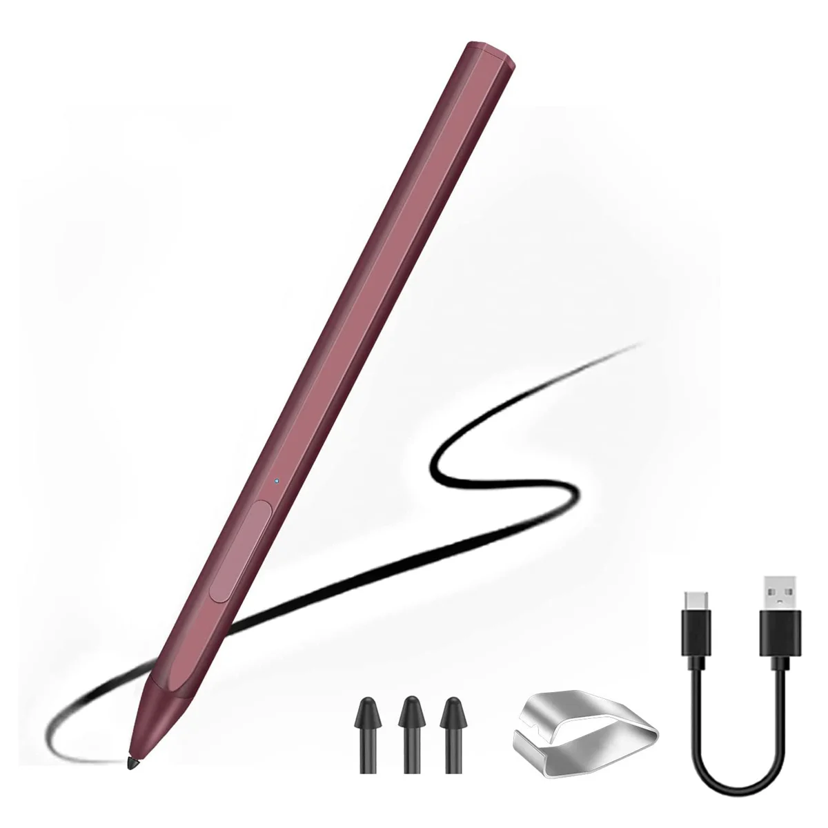 Penna Stilo Magnetica Per Surface Pro 3/4/5/6/7 Pro X Go 2 Book Latpop 4096 Livelli Pressione Palm Rejection-Rosso