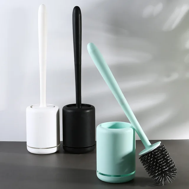 WIKHOSTAR Scopino per WC in silicone Spazzola per pulizia ad asciugatura rapida Spazzola per montaggio a parete con strumento di supporto Accessori per il bagno 2