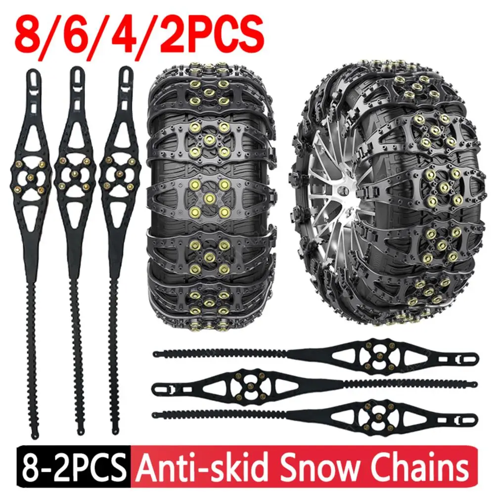 2-8pcs Car Anti-Skid Snow Chain Winter TPU Car Tire Wheels Chain Ties for Tire Width165-275mm