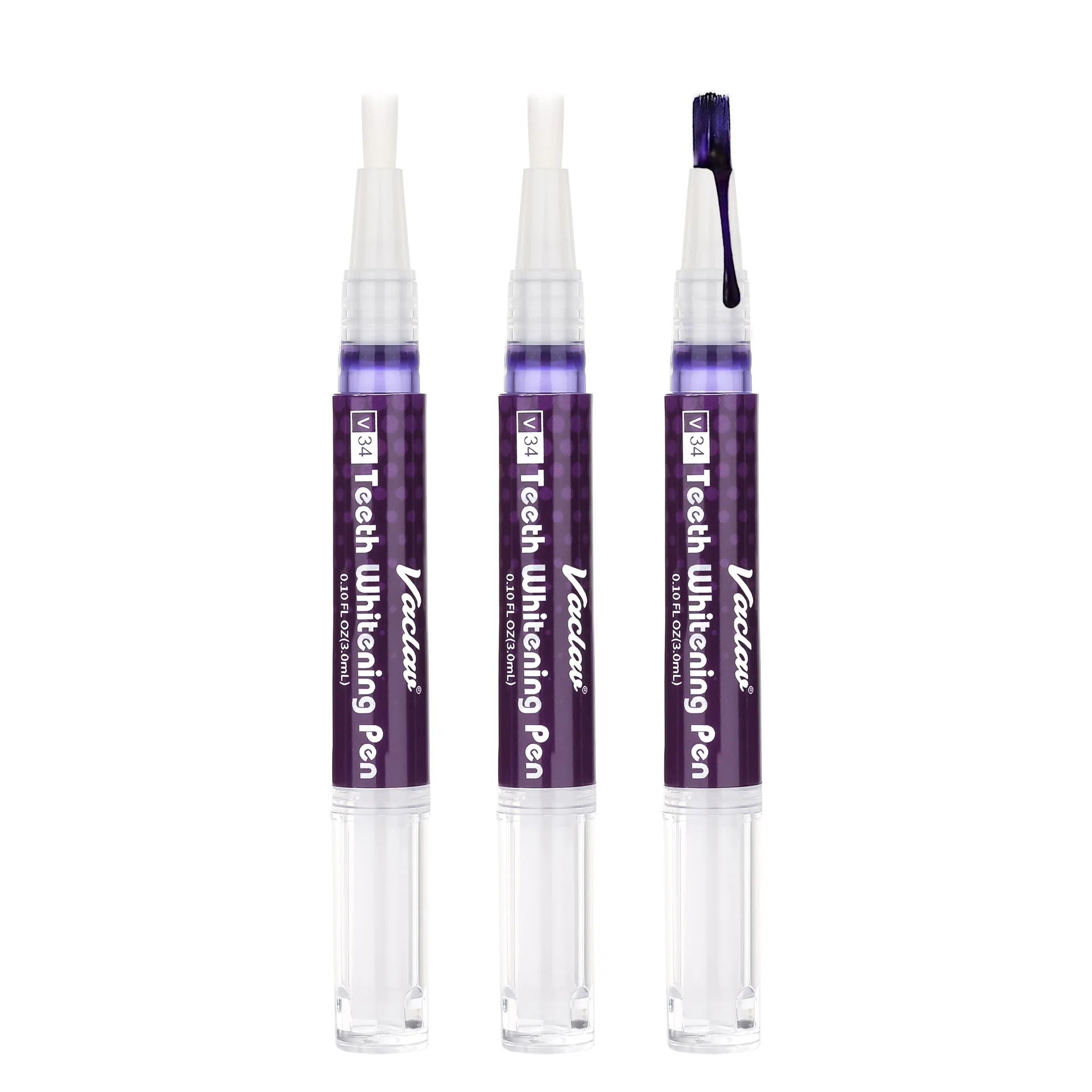 1/2/3/4pcs Purple Teeth Whitening Pen V34 Strong Dazzling White Whitening Tooth Pen Remove Tooth Stains Plaque Oral Care Tools