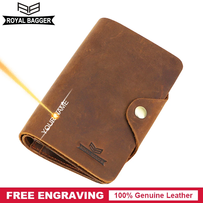 

Royal Bagger Long Wallets for Men Crazy Horse Leather Passport Cover Purse Wallet Genuine Cowhide Male Card Holder Coin Pocket