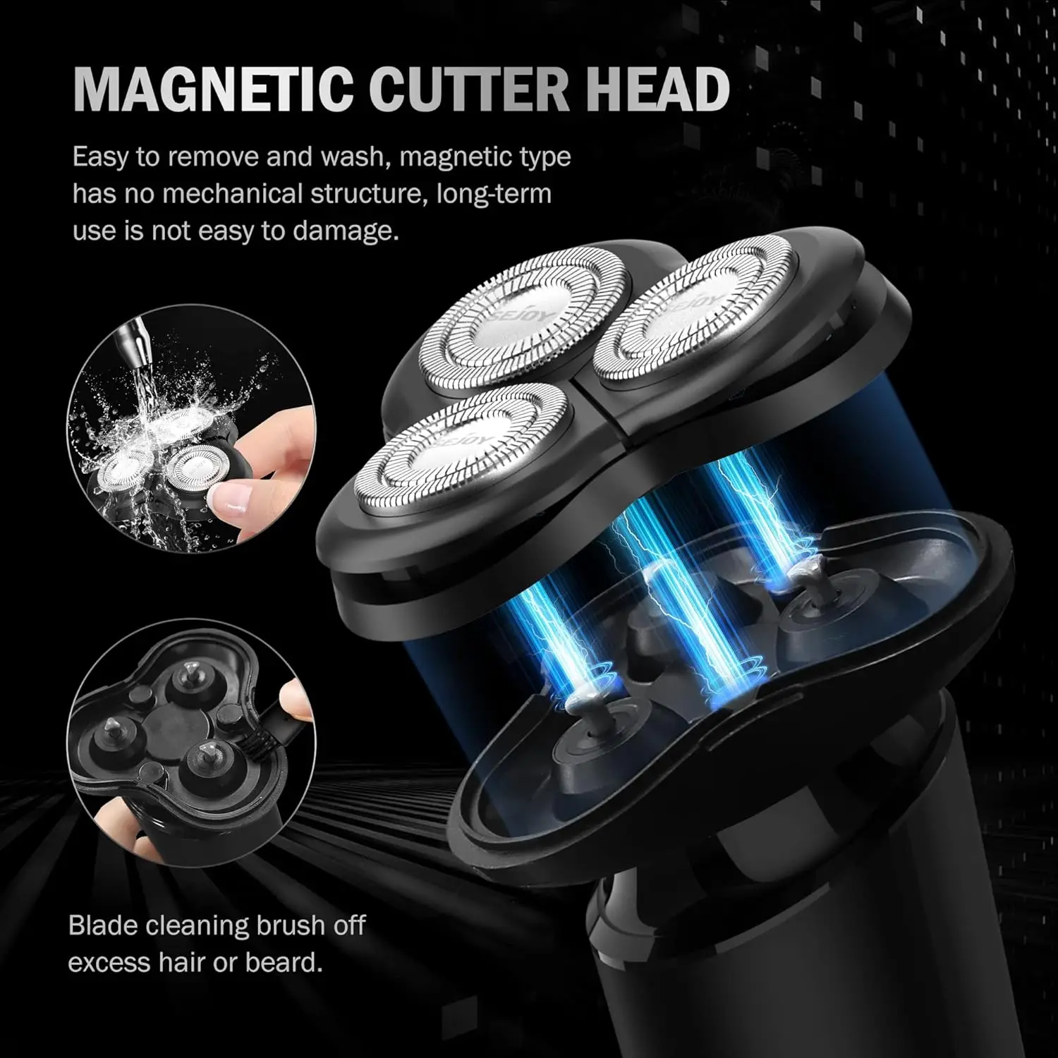 Sejoy Shavers for Men Electric Razor Waterproof IPX5 Electric Shaver Fast Charging-3D Floating Head Shaving Machine 5