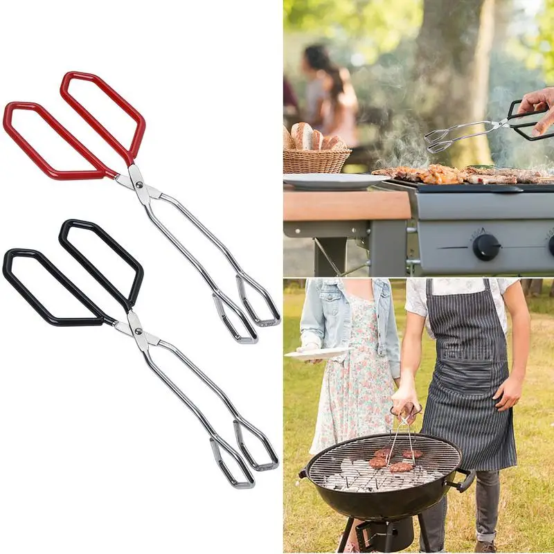 1pcs Kitchen Tongs Stainless Steel Cooking Salad Serving BBQ Tong For Baking Anti Heat Clip Pastry Clamp Tongs Cooking Tools