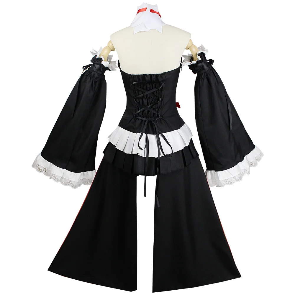 Krul Tepes 코스프레 애니메이션 세라프 오브 더 엔드 Krul Tepes 코스프레 가발, 원피스 치아 귀걸이 정장, Krul Tepes 할로윈 의상