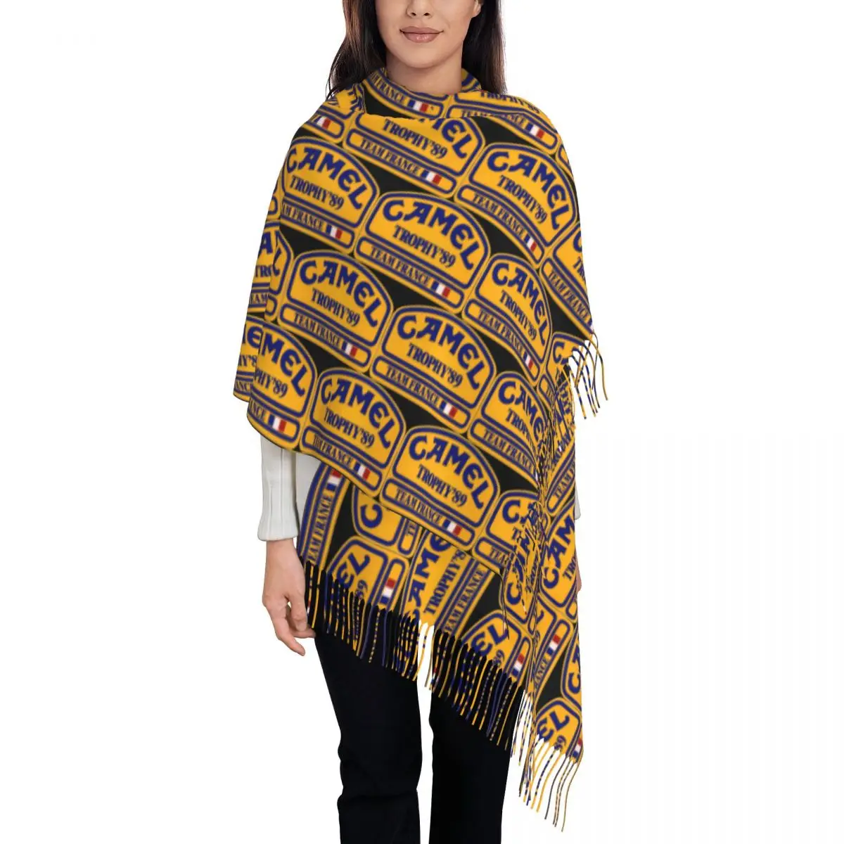 

Camel Trophy Logo Scarf Wrap for Women Long Winter Warm Tassel Shawl Unisex Scarves