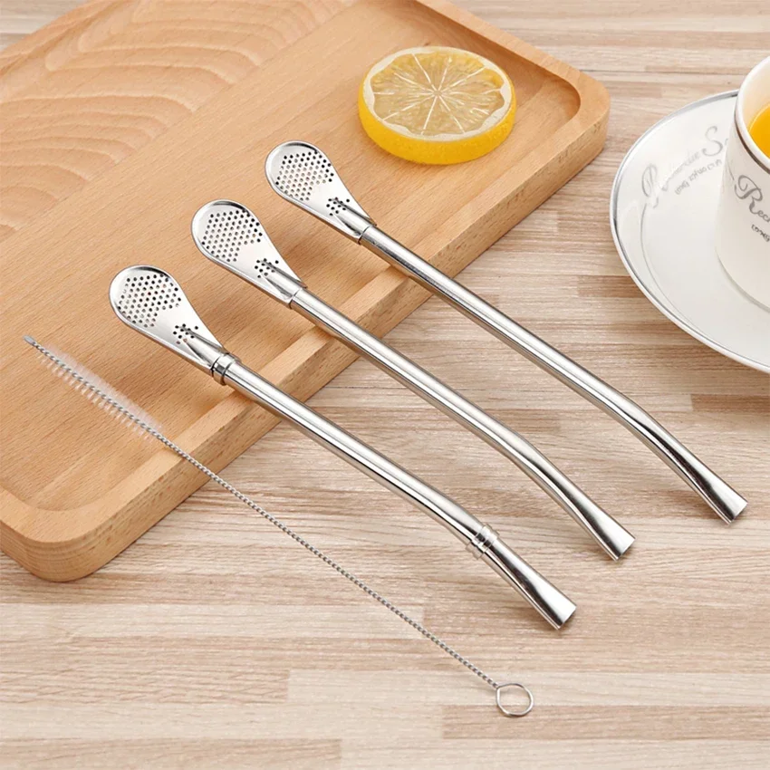 Stainless Steel Reusable Filtered Straw Spoon