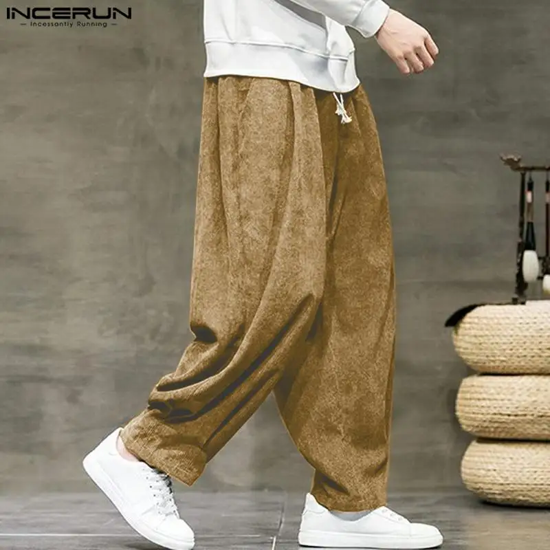 

Men Casual Pants Solid Color Joggers Drawstring Loose Trousers Men Streetwear 2024 Harajuku Retro Male Long Pants S-5XL INCERUN