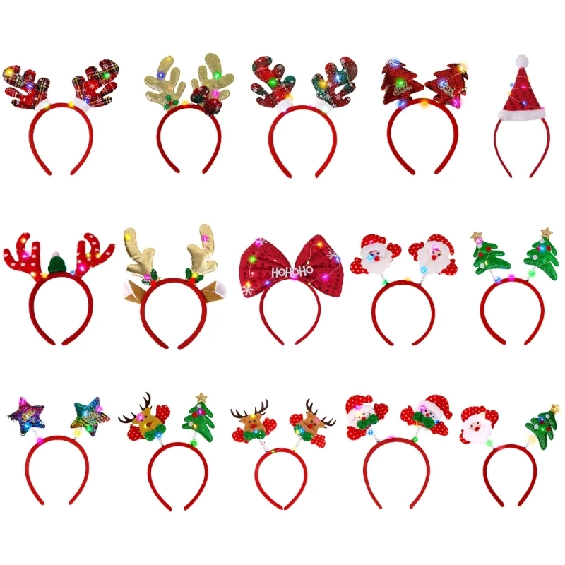 

Рождественские аксессуары, головные уборы, светящаяся повязка на голову для вечеринки, праздничные украшения для дома N7YD