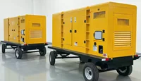 Générateur diesel mobile sur remorque à 4 roues, générateur diesel silencieux 300 kW, 375 kVA avec alternateur sans balais, moteur diesel 6126 3