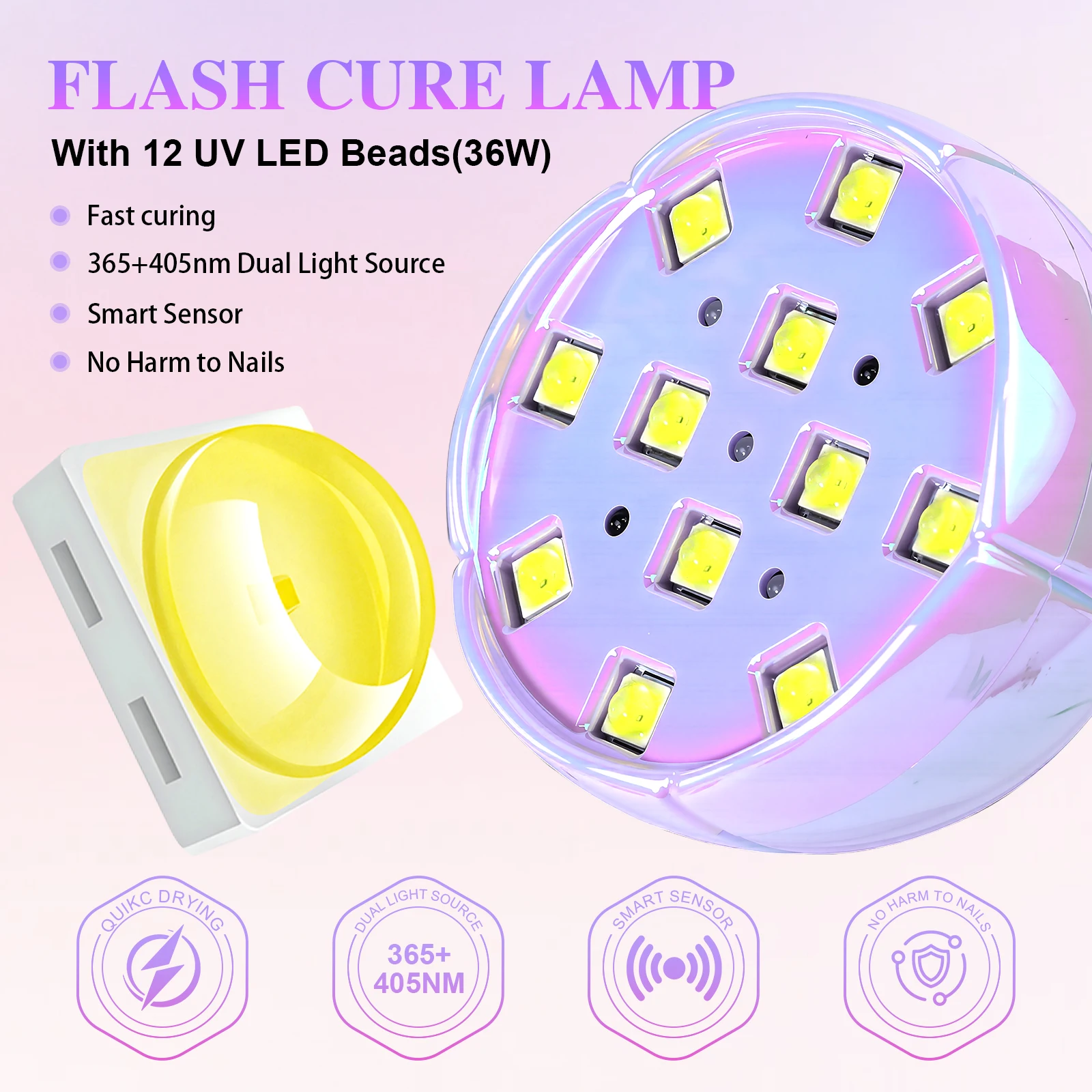 USB 타입-C 네일 램프 LED UV 네일 드라이어 충전식 LCD 터치 컨트롤 빠른 건조 네일 라이트 360 °   유연한 테이블 램프