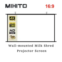 MIXITO Wall Mounted Projector Screen Shredded Milk 60-120 Inch White Wrinkle-Free 160° Viewing Angle Screen Home Theater Indoor
