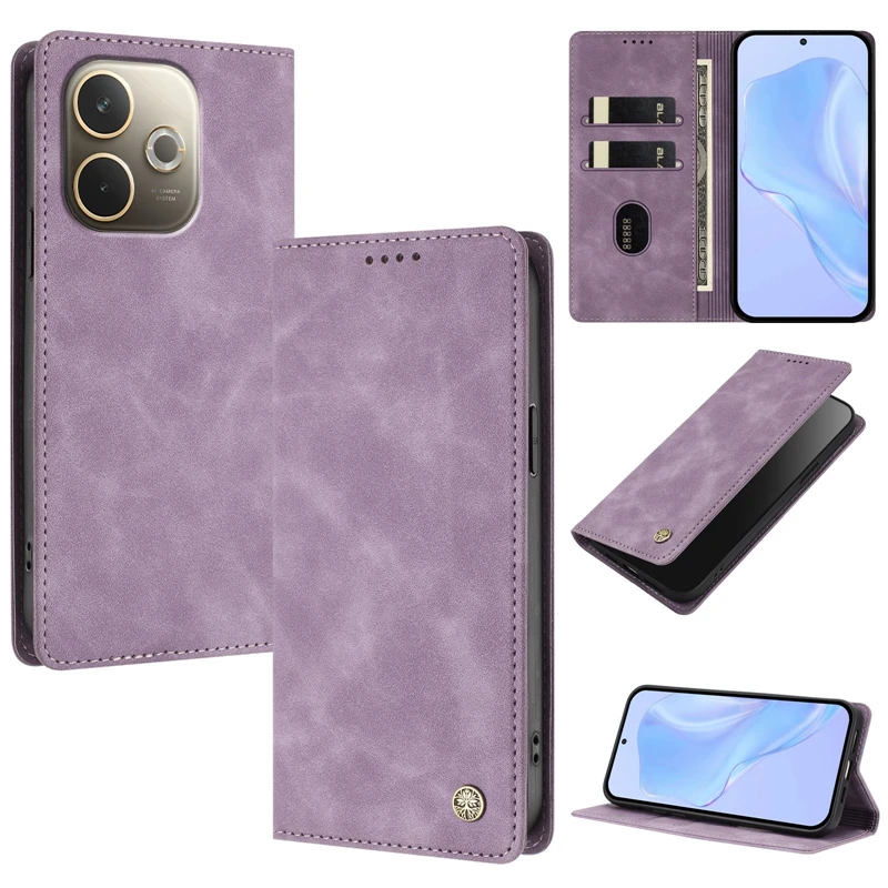 Luxury Solid Color Leather Magnetic Phone Case Cover - Enhanced Protection