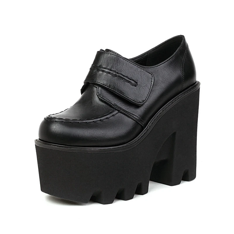 BLXQPYT Zapatos De Mujer 2022 Pumps Leather Platform Thick High Heel Sexy Party Fashion Retro Wedges Women Shoes Big Szie 44 H-5