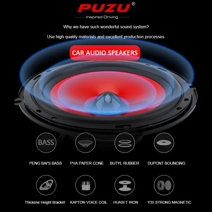 2pcs Car Audio Speaker 90W 6.5Inch Full Range Frequency Heavy Mid-bass Ultra-thin Modified Speaker Non-destructive Installation