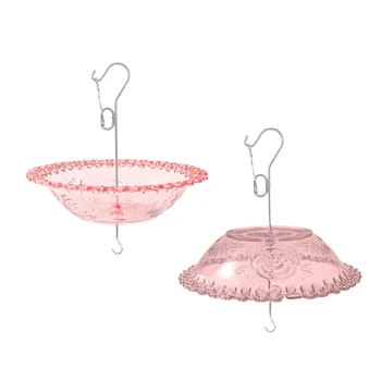 Hanging Bird Bathtub Feeder for Outdoor Decoration, Transparent Outdoor Bird Drinking Bowl with Hook and Chain, Hanging Water Feeding Tray for Garden Courtyard Lawn Terrace to Attract Birds, Ideal Bird Food Dispenser Gift for Birds 4