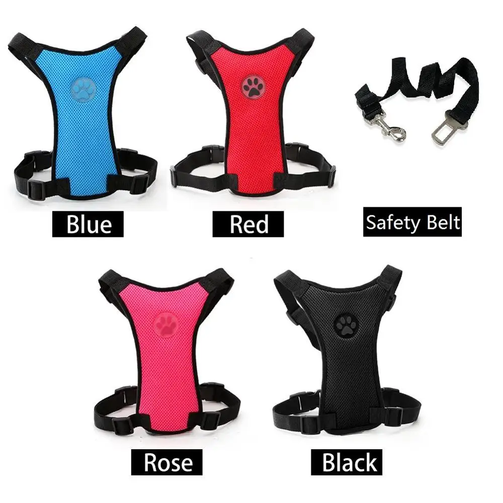 Dog harness 1pcs Breathable Mesh Leash With Adjustable Straps Car Automotive Seat Safety Belt Dog Chest Straps dog leash dog safety belt pet accessories
