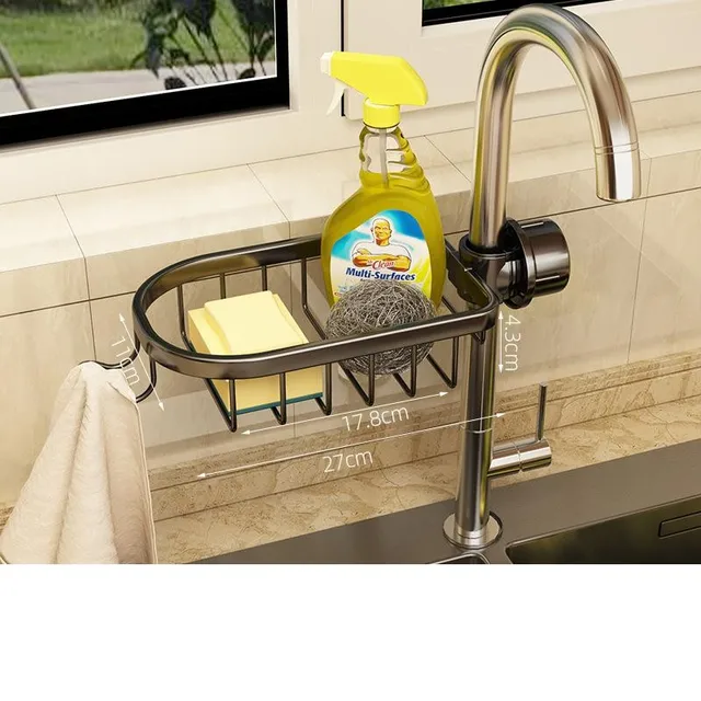 Jokapy Faucet Sponge Holder, Sink Caddy Drain Rack, Aluminum