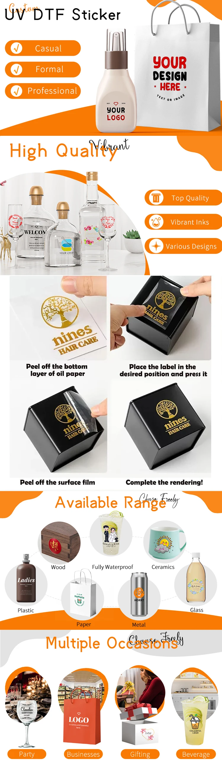 50-Pack Custom Logo Stickers for Perfume Bottles – Personalized Name Design UV Transfer... - SKU CLS01754 - UGI Packaging